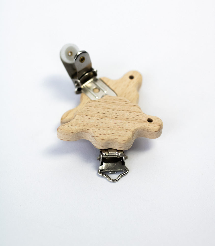 Schnullerclip "Dino" aus Buchenholz - Bastelbedarf -> Holz > Schnullerclips von mahina