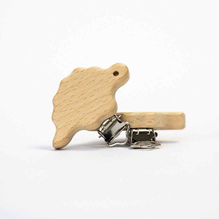 Schnullerclip "Dino" aus Buchenholz - Bastelbedarf -> Holz > Schnullerclips von mahina