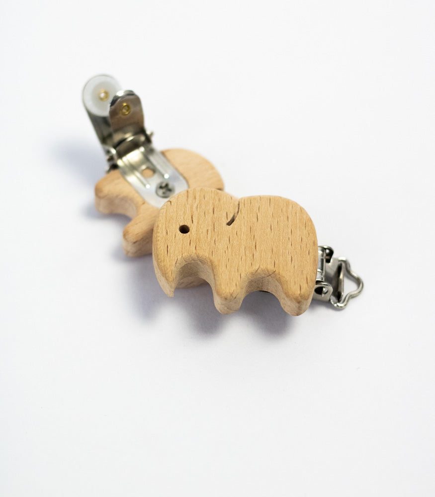 Schnullerclip "Elefant" aus Buchenholz - Bastelbedarf -> Holz > Schnullerclips von mahina