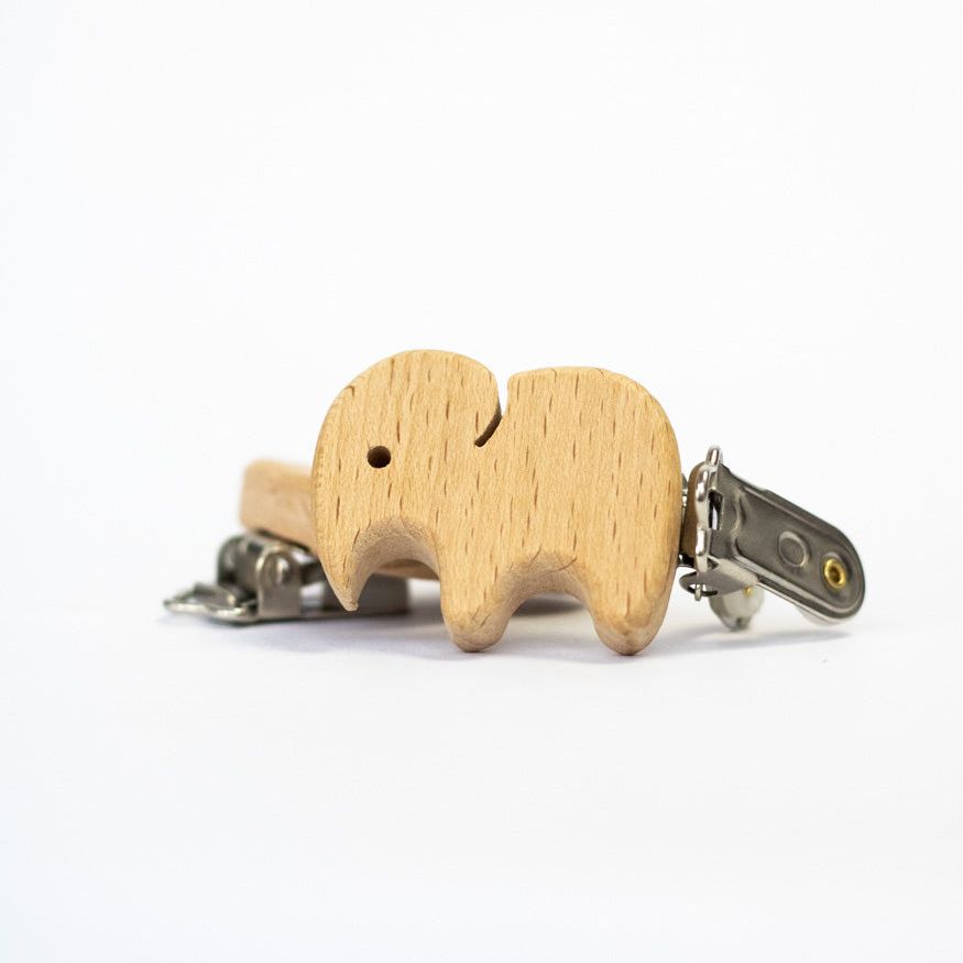 Schnullerclip "Elefant" aus Buchenholz - Bastelbedarf -> Holz > Schnullerclips von mahina