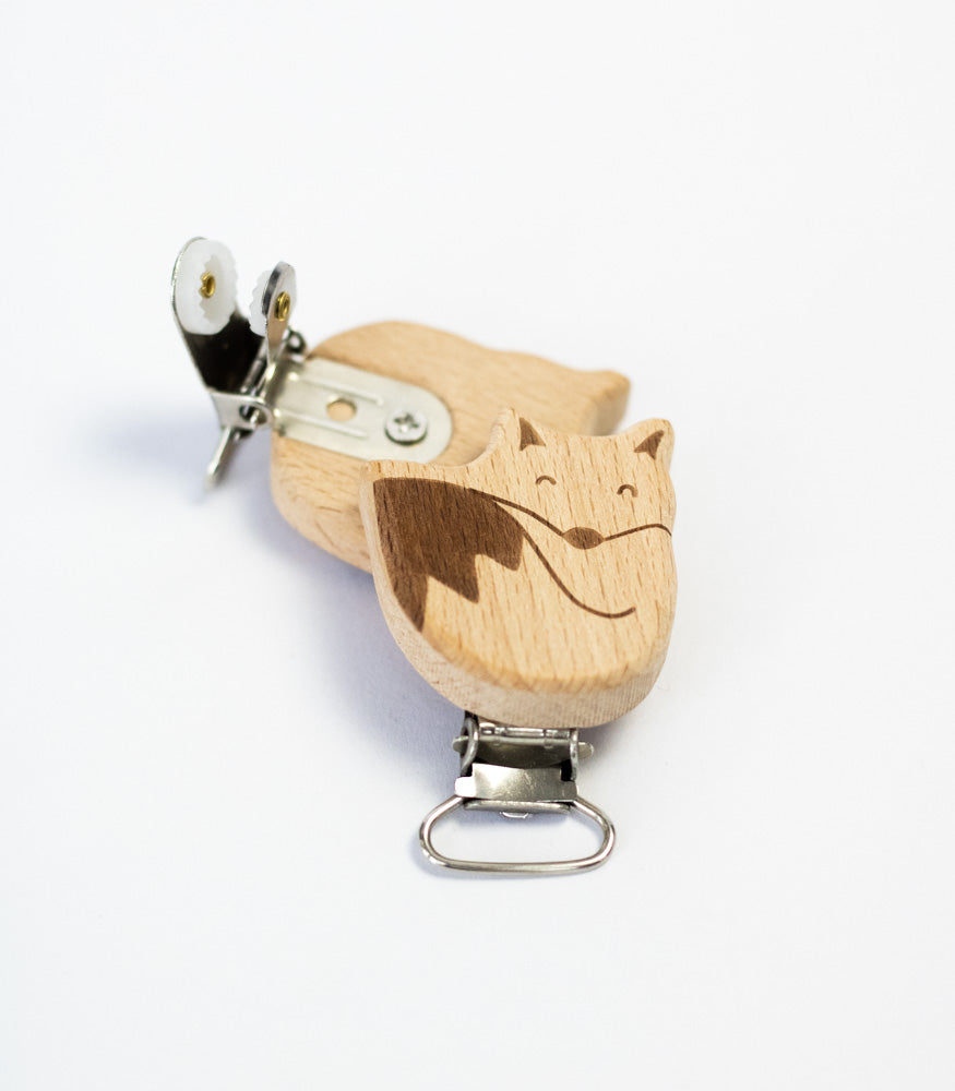 Schnullerclip "Fox" aus Buchenholz - Bastelbedarf -> Holz > Schnullerclips von mahina