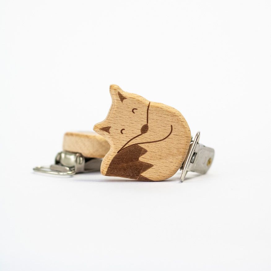 Schnullerclip "Fox" aus Buchenholz - Bastelbedarf -> Holz > Schnullerclips von mahina