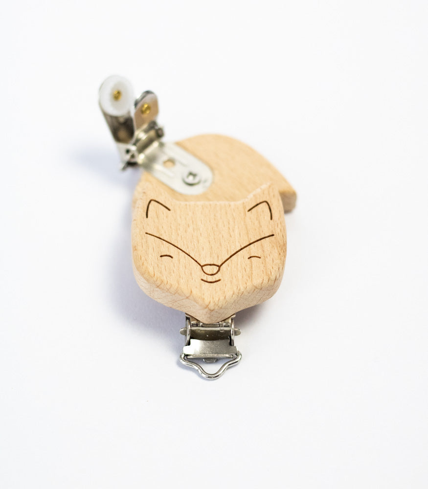 Schnullerclip "Fuchs" aus Buchenholz - Bastelbedarf -> Holz > Schnullerclips von mahina
