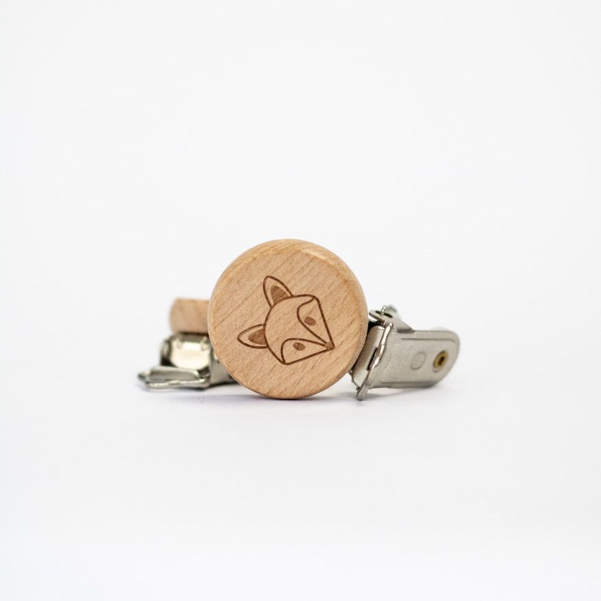 Schnullerclip "Fuchs Motiv" aus Buchenholz - Bastelbedarf -> Holz > Schnullerclips von mahina
