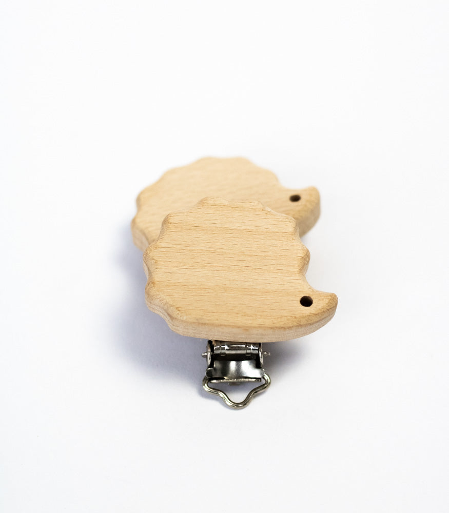 Schnullerclip "Igel" aus Buchenholz - Bastelbedarf -> Holz > Schnullerclips von mahina
