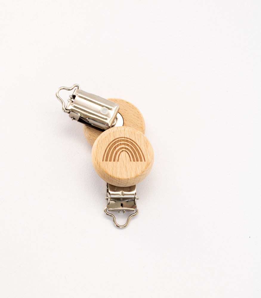 Schnullerclip "Regenbogen Motiv" aus Buchenholz - Schnullerclips & -ketten von mahina