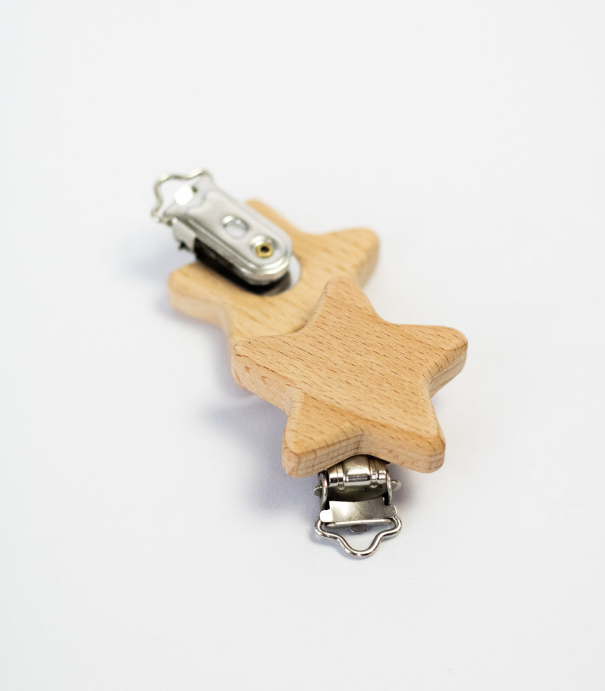 Schnullerclip "Stern" aus Buchenholz - Bastelbedarf -> Holz > Schnullerclips von mahina