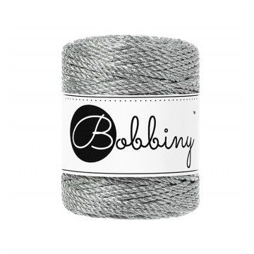 Bobbiny Makramee Garn 3mm 3ply Metallic Silver 50m - Garne > Baumwollgarne > Bobbiny > 3ply > 3mm von mahina